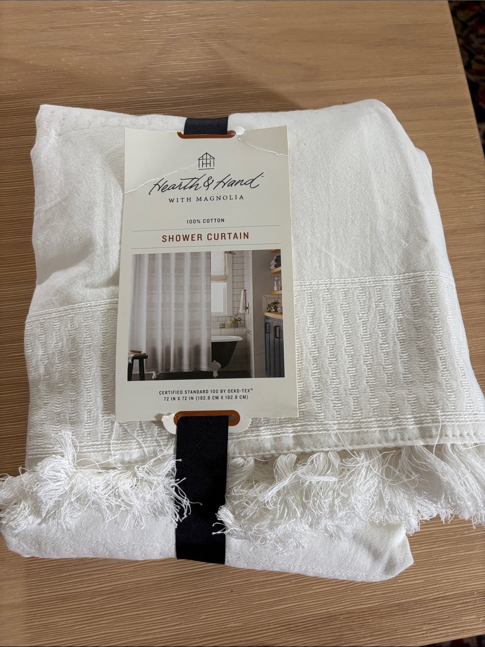 Hearth & Hand White Textured Stripe Shower Curtain